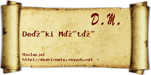 Deáki Máté névjegykártya