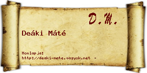 Deáki Máté névjegykártya